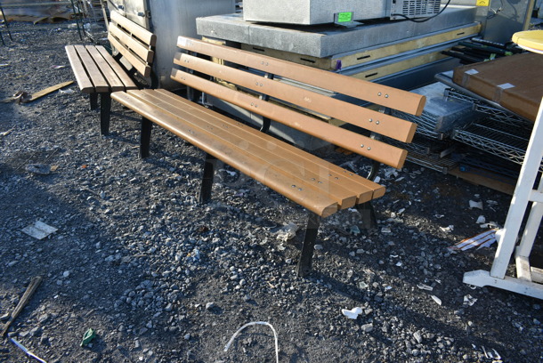 Wood Pattern Recycled Plastic Bench on Metal Frame. - Image 2 of 3