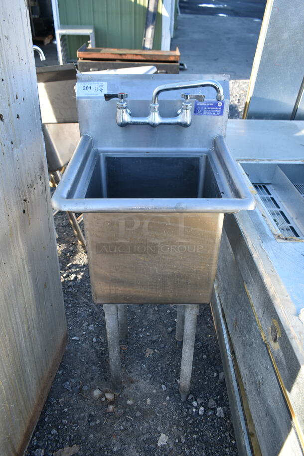 Stainless Steel Commercial Single Bay Sink w/ Faucet and Handles. - Image 1 of 5