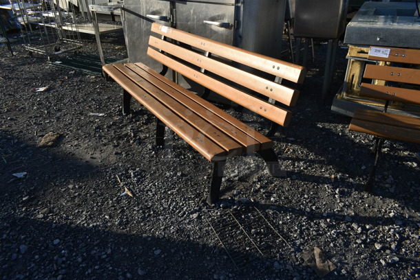 Wood Pattern Recycled Plastic Bench on Metal Frame. - Image 2 of 3