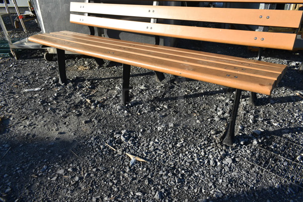 Wood Pattern Recycled Plastic Bench on Metal Frame. - Image 3 of 3