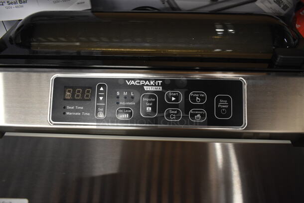 BRAND NEW SCRATCH AND DENT! Vacpak-it 186UVME12SS Stainless Steel Commercial Countertop External Vacuum Sealer w/ 12" Seal Bar. 120 Volts, 1 Phase. Tested and Working! - Image 4 of 7