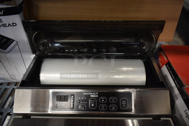 BRAND NEW SCRATCH AND DENT! Vacpak-it 186UVME12SS Stainless Steel Commercial Countertop External Vacuum Sealer w/ 12" Seal Bar. 120 Volts, 1 Phase. Tested and Working! - Image 5 of 7