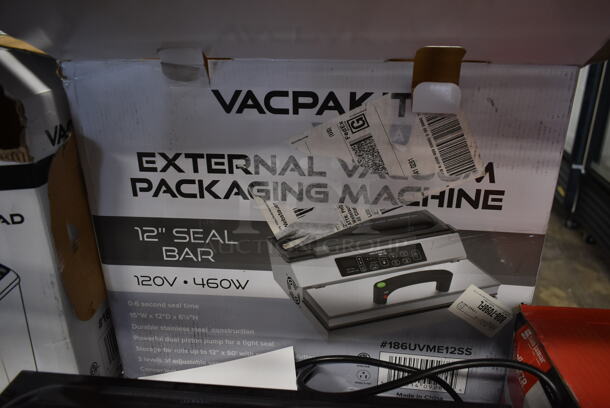 BRAND NEW SCRATCH AND DENT! Vacpak-it 186UVME12SS Stainless Steel Commercial Countertop External Vacuum Sealer w/ 12" Seal Bar. 120 Volts, 1 Phase. Tested and Working! - Image 7 of 7