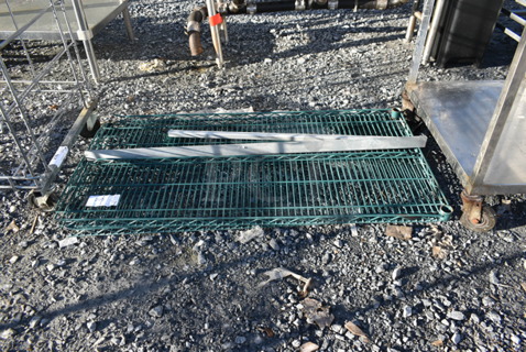 ALL ONE MONEY! Green Wire Shelf and 2 Order Rods.