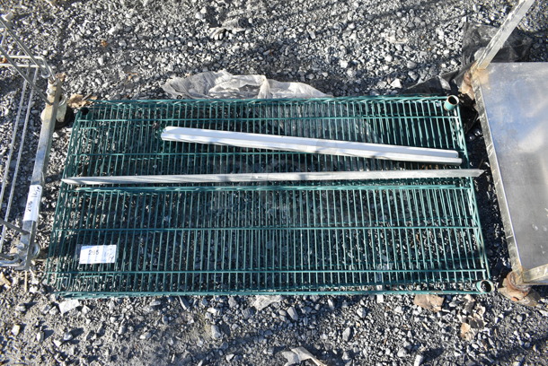 ALL ONE MONEY! Green Wire Shelf and 2 Order Rods. - Image 2 of 2