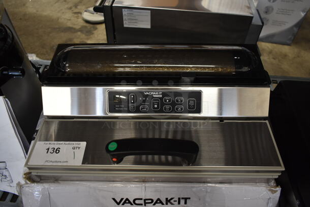 BRAND NEW SCRATCH AND DENT! Vacpak-it 186UVME12SS Stainless Steel Commercial Countertop External Vacuum Sealer w/ 12" Seal Bar. 120 Volts, 1 Phase. Tested and Working! - Image 2 of 7
