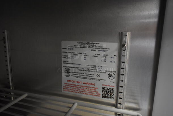 2019 Continental SW27N Stainless Steel Commercial Single Door Undercounter Cooler. 115 Volts, 1 Phase. Tested and Working! - Image 5 of 5