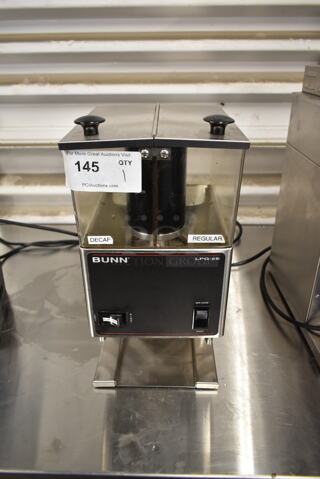 2017 Bunn LPG-2E Stainless Steel Commercial Countertop Coffee Bean Grinder. 120 Volts, 1 Phase. Tested and Working!