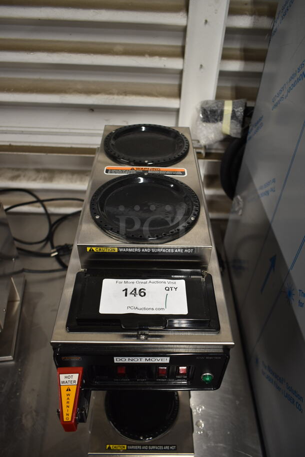 2019 Bunn CWTF15 Stainless Steel Commercial Countertop 3 Burner Coffee Machine w/ Hot Water Dispenser and Metal Brew Basket. 120 Volts, 1 Phase.  - Image 4 of 7