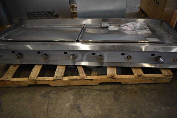 BRAND NEW SCRATCH AND DENT! 2023 Avantco 351GTCPG72NL Stainless Steel Commercial Countertop Natural Gas Powered Flat Top Griddle. 180,000 BTU. - Image 3 of 5