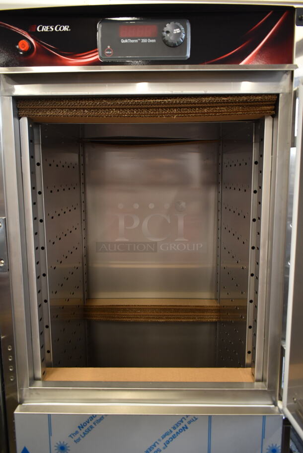 BRAND NEW! CresCor RO151FUA3502063 Quiktherm 350 Stainless Steel Commercial 2 Half Size Door 350 Degree Oven on Commercial Casters. 208 Volts, 3 Phase. Stock Pictures Used. - Image 6 of 8