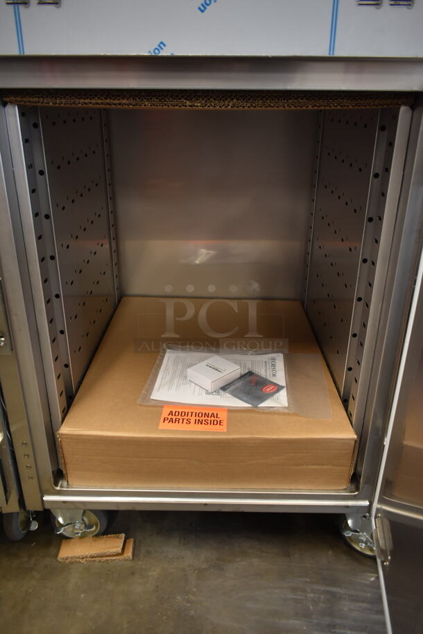 BRAND NEW! CresCor RO151FUA3502063 Quiktherm 350 Stainless Steel Commercial 2 Half Size Door 350 Degree Oven on Commercial Casters. 208 Volts, 3 Phase. Stock Pictures Used. - Image 7 of 8