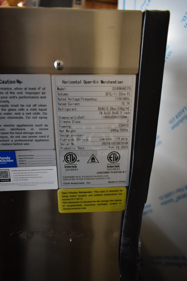 BRAND NEW SCRATCH AND DENT! 2023 Avantco 224BHAC75 Stainless Steel Commercial Floor Style Open Grab n Go Merchandiser. 115 Volts, 1 Phase. Tested and Working! - Image 5 of 6