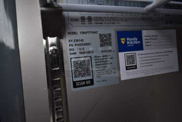 BRAND NEW SCRATCH AND DENT! 2023 Avantco 178APT71MHC Stainless Steel Commercial Sandwich Salad Prep Table Bain Marie Mega Top on Commercial Casters. 115 Volts, 1 Phase. Tested and Working! - Image 9 of 11