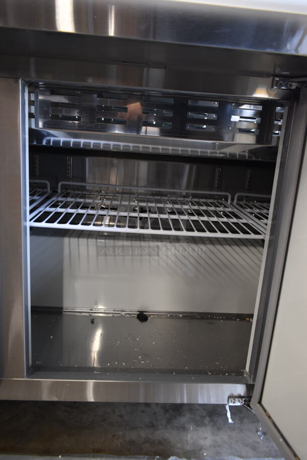 BRAND NEW SCRATCH AND DENT! 2023 Avantco 178APT71MHC Stainless Steel Commercial Sandwich Salad Prep Table Bain Marie Mega Top on Commercial Casters. 115 Volts, 1 Phase. Tested and Working! - Image 10 of 11
