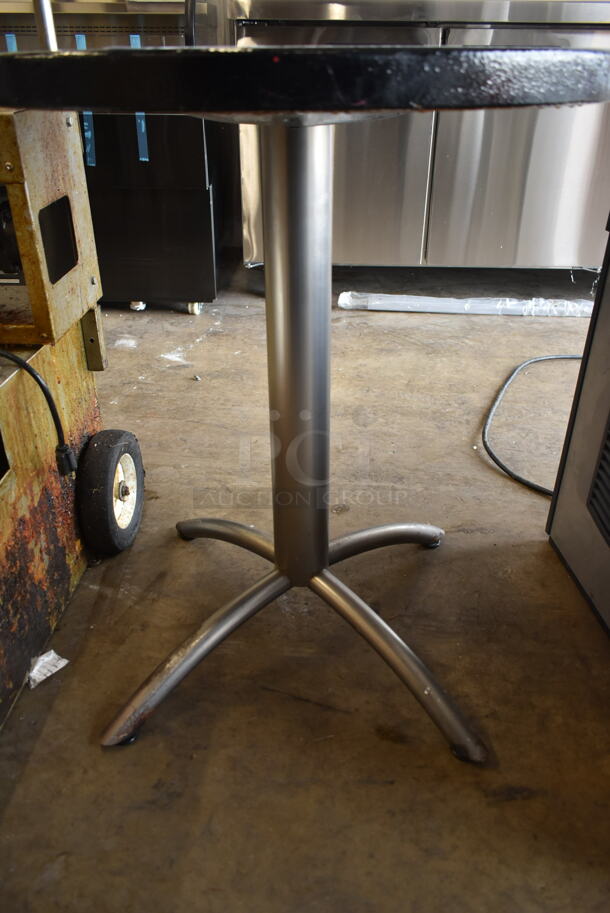 Black Round Dining Height Table on Metal Base. - Image 3 of 3