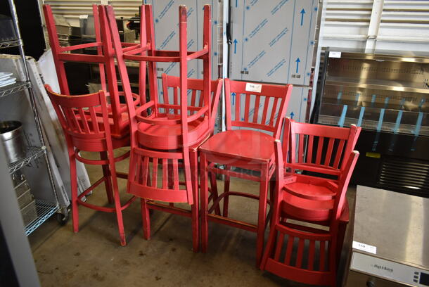 7 Red Bar Height Chairs. 7 Times Your Bid! - Image 1 of 5
