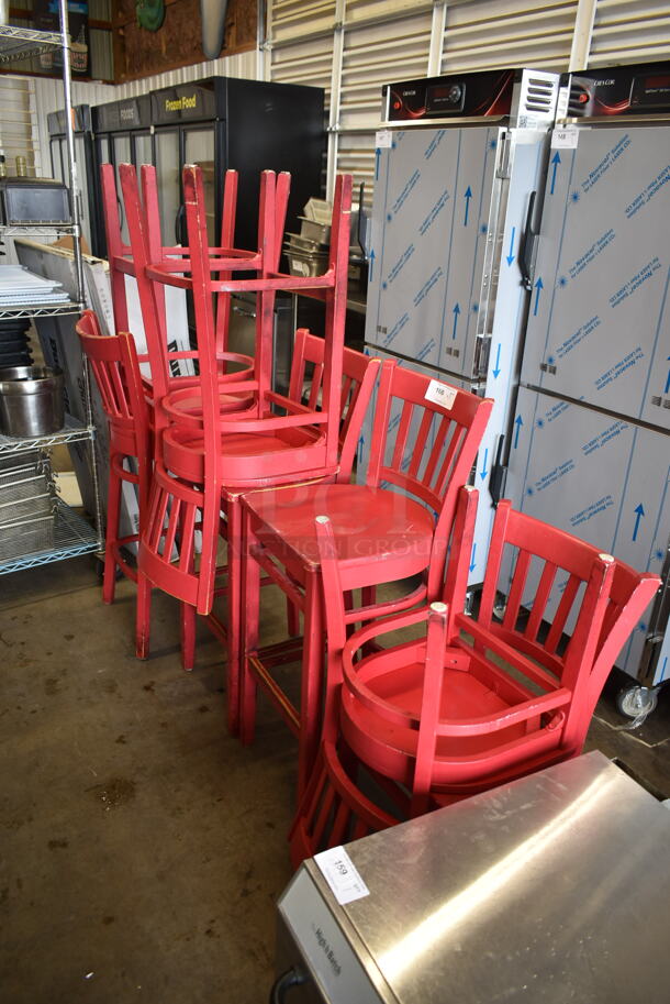 7 Red Bar Height Chairs. 7 Times Your Bid! - Image 2 of 5