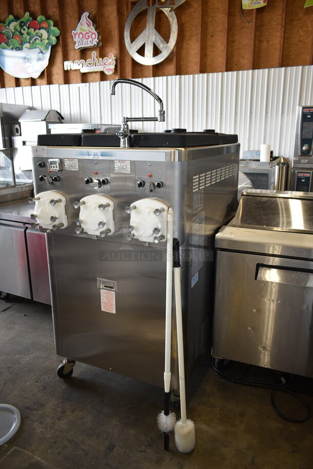 2018 Taylor C043-33 Stainless Steel Commercial Floor Style Water Cooled 3 Flavor Continuous Dispensing Frozen Custard Machine / Batch Freezer on Commercial Casters. Comes w/ 3 Taylor RC35N-33 Compressors. 115/208/230 Volts, 3 Phase. - Image 2 of 12