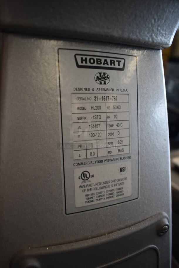 Hobart Legacy HL200 Metal Commercial Countertop 20 Quart Planetary Dough Mixer w/ Stainless Steel Mixing Bowl, Bowl Guard, Paddle and Whisk Attachments. 100-120 Volts, 1 Phase. Tested and Working! - Image 9 of 9