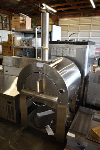 BRAND NEW SCRATCH AND DENT! Backyard Pro Stainless Steel Commercial Wood Fired Il Forno Pizza Oven on Stand w/ Commercial Casters. Tested and Working!