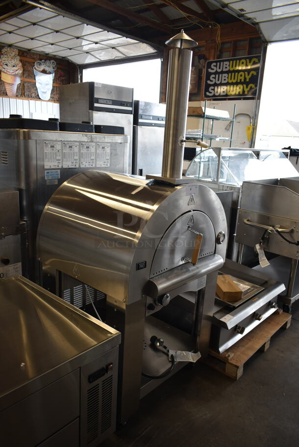 BRAND NEW SCRATCH AND DENT! Backyard Pro Stainless Steel Commercial Wood Fired Il Forno Pizza Oven on Stand w/ Commercial Casters. Tested and Working! - Image 2 of 9