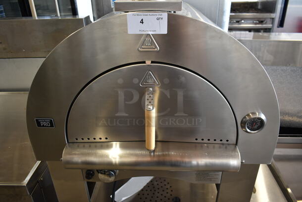 BRAND NEW SCRATCH AND DENT! Backyard Pro Stainless Steel Commercial Wood Fired Il Forno Pizza Oven on Stand w/ Commercial Casters. Tested and Working! - Image 3 of 9