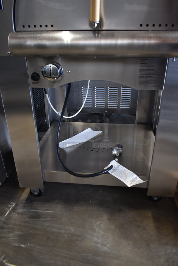 BRAND NEW SCRATCH AND DENT! Backyard Pro Stainless Steel Commercial Wood Fired Il Forno Pizza Oven on Stand w/ Commercial Casters. Tested and Working! - Image 5 of 9