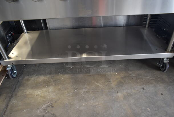 2023 Backyard Pro LPG60 Stainless Steel Commercial Floor Style Propane Gas Powered Portable Charbroiler Grill w/ Under Shelf on Commercial Casters. Tested and Working! - Image 6 of 8