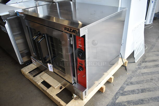 BRAND NEW SCRATCH AND DENT! Vulcan VC5GD-21D1Z Stainless Steel Commercial Propane Gas Powered Full Size Convection Oven w/ View Through Doors, Metal Oven Racks and Thermostatic Controls. Tested and Working! - Image 2 of 8