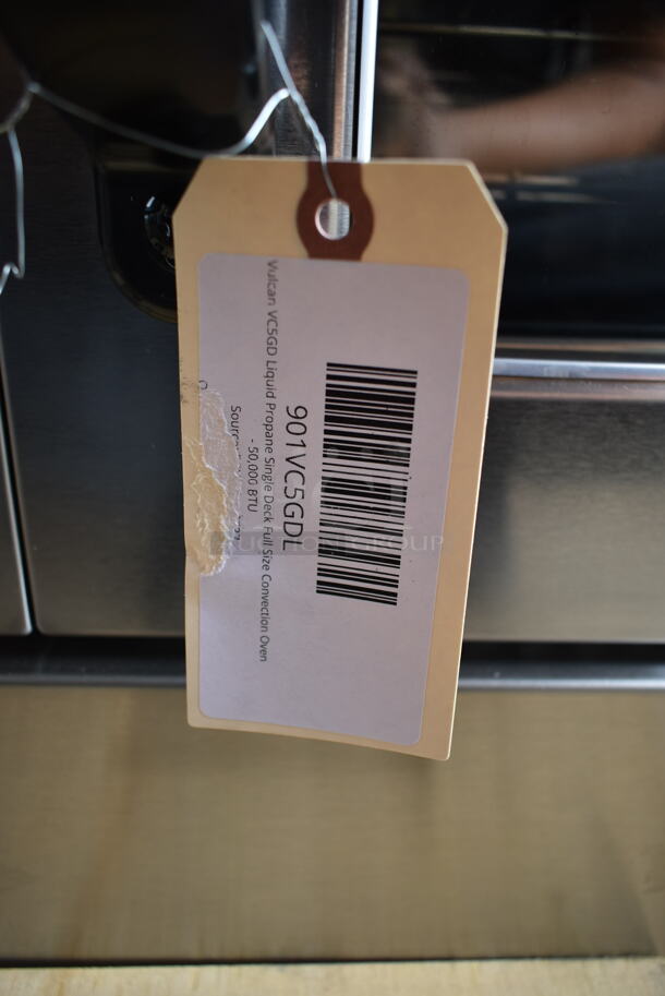 BRAND NEW SCRATCH AND DENT! Vulcan VC5GD-21D1Z Stainless Steel Commercial Propane Gas Powered Full Size Convection Oven w/ View Through Doors, Metal Oven Racks and Thermostatic Controls. Tested and Working! - Image 7 of 8