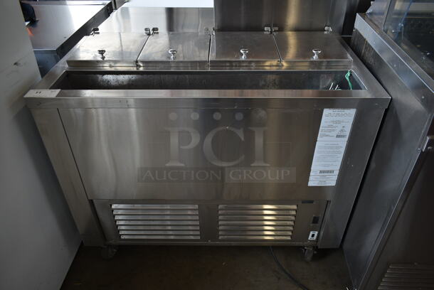 C. Nelson BD2345-RB Stainless Steel  Commercial Ice Cream Dessert Freezer Chest w/ 4 Lids on Commercial Casters. 115 Volts, 1 Phase. Tested and Working! - Image 1 of 5