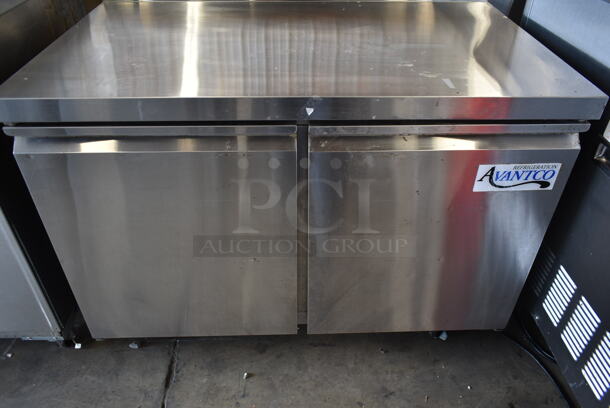 Avantco 178SSWT48FHC Stainless Steel  Commercial 2 Door Work Top Freezer w/ Back Splash on Commercial Casters. 115 Volts, 1 Phase. Tested and Working! - Image 3 of 7