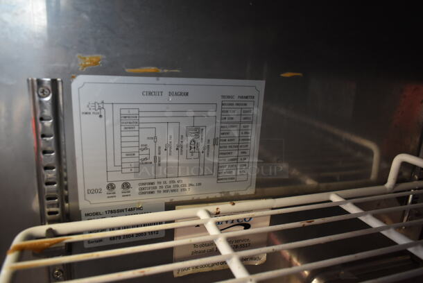 Avantco 178SSWT48FHC Stainless Steel  Commercial 2 Door Work Top Freezer w/ Back Splash on Commercial Casters. 115 Volts, 1 Phase. Tested and Working! - Image 5 of 7