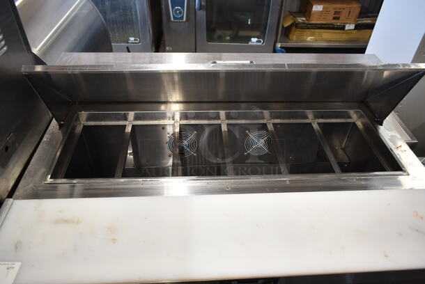 2017 Saturn FB48-12 Stainless Steel Commercial Sandwich Salad Prep Table Bain Marie Mega Top w/ Back Splash on Commercial Casters. 115 Volts, 1 Phase. Tested and Working! - Image 3 of 8