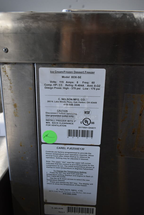 C. Nelson BD8-SE Stainless Steel Commercial Chest Freezer w/ 2 Center Hinge Lids on Commercial Casters. 115 Volts, 1 Phase. Tested and Working! - Image 4 of 8