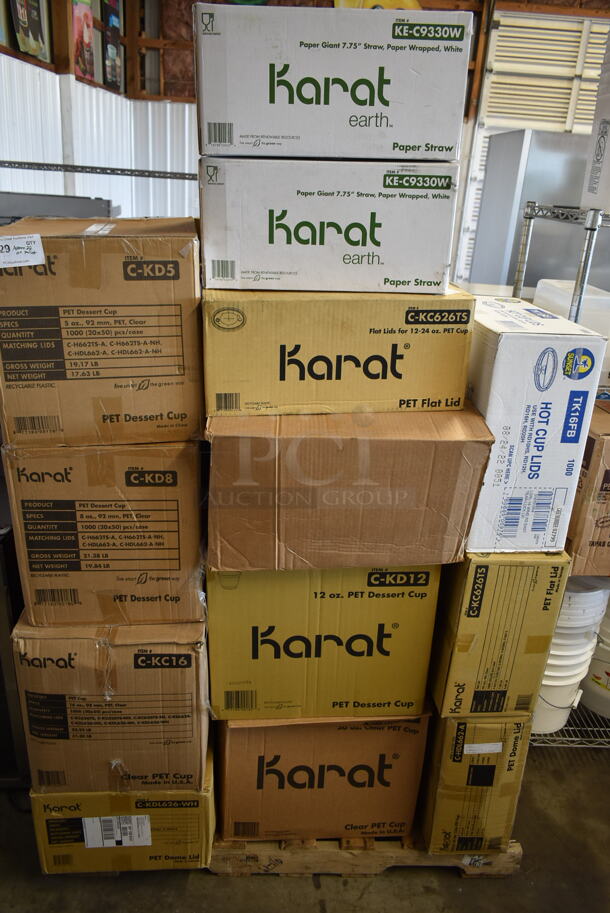 PALLET LOT of 22 Boxes of Various Paper Products Including Plastic Lids and Straws. 22 Times Your Bid! - Image 2 of 4