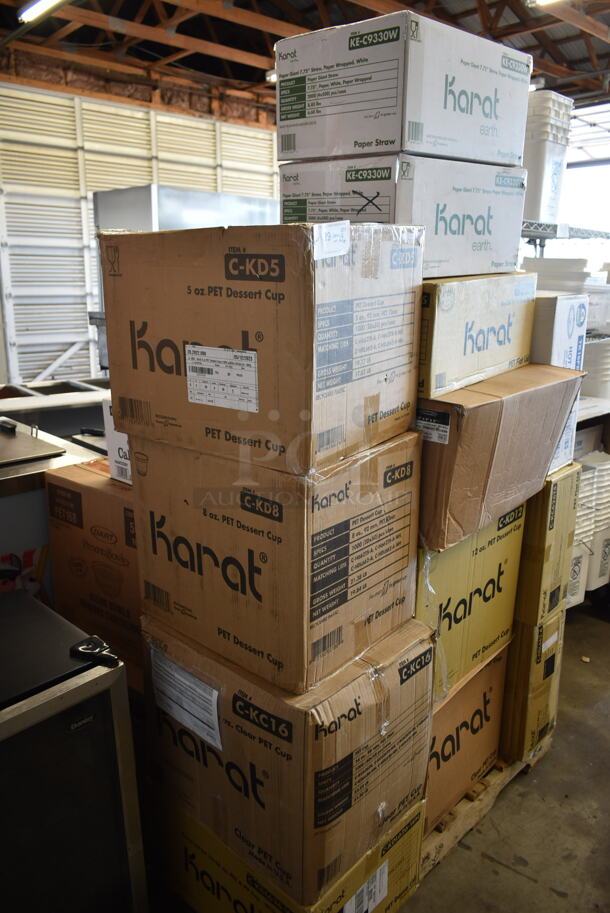 PALLET LOT of 22 Boxes of Various Paper Products Including Plastic Lids and Straws. 22 Times Your Bid! - Image 3 of 4