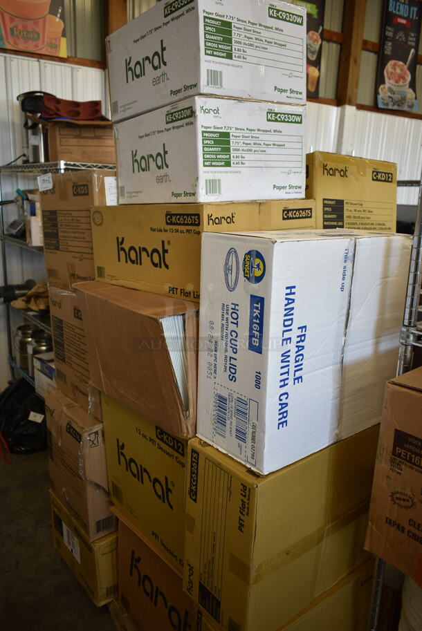 PALLET LOT of 22 Boxes of Various Paper Products Including Plastic Lids and Straws. 22 Times Your Bid! - Image 4 of 4