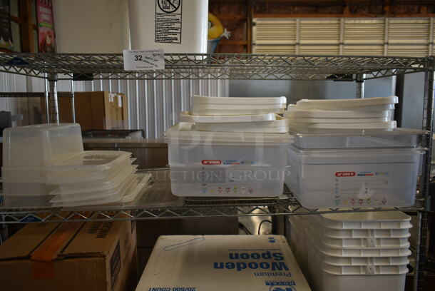 ALL ONE MONEY! Lot of Various Items on Shelving Unit Including Poly Bins and Lids. Does Not Include Shelving Unit. - Image 3 of 5