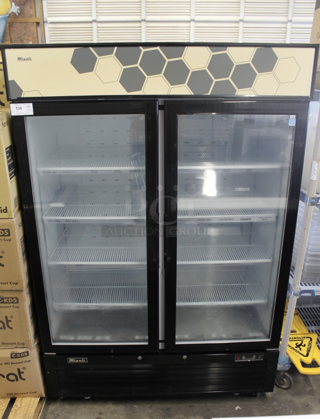 2019 Migali C-49FM-HC Metal Commercial 2 Door Reach In Freezer Merchandiser w/ Poly Coates Racks. 115 Volts, 1 Phase.  Tested and Working!