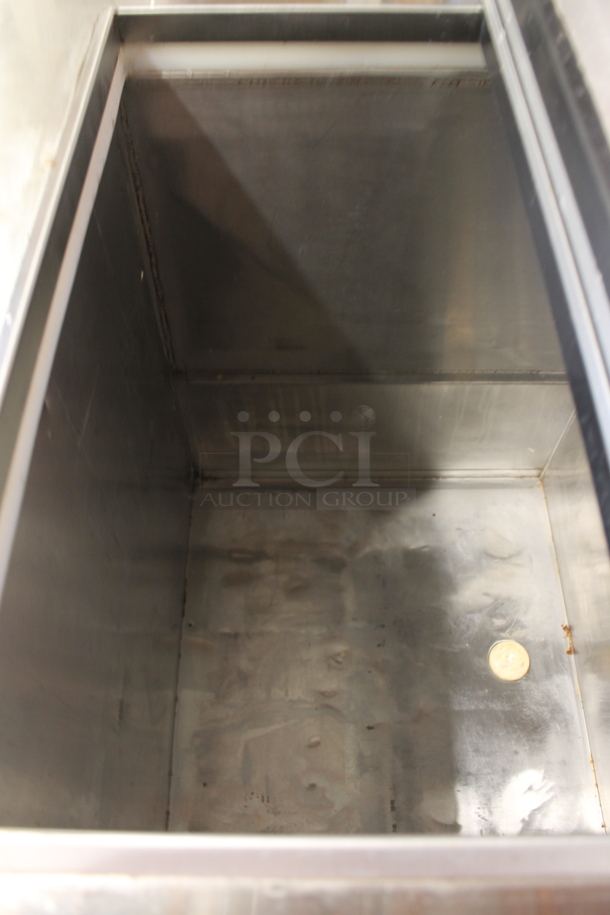 C. Nelson BDC-8 Stainless Steel Commercial Ice Cream Freezer Cart w/ Red and White Umbrella on Casters. 115 Volts, 1 Phase. Tested and Working! - Image 2 of 7