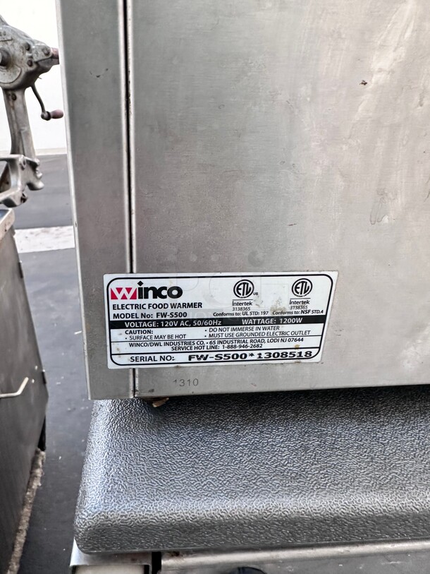 Winco FW-S500 Countertop Food Warmer - Wet w/ (1) Full Size Pan Wells, 120v Working - Image 6 of 6