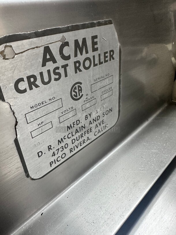 Acme Model 24 Countertop Dough Roller Double Pass, 4 24 inch Wide Rollers, Extra Wide 115 Volt Working - Image 4 of 9