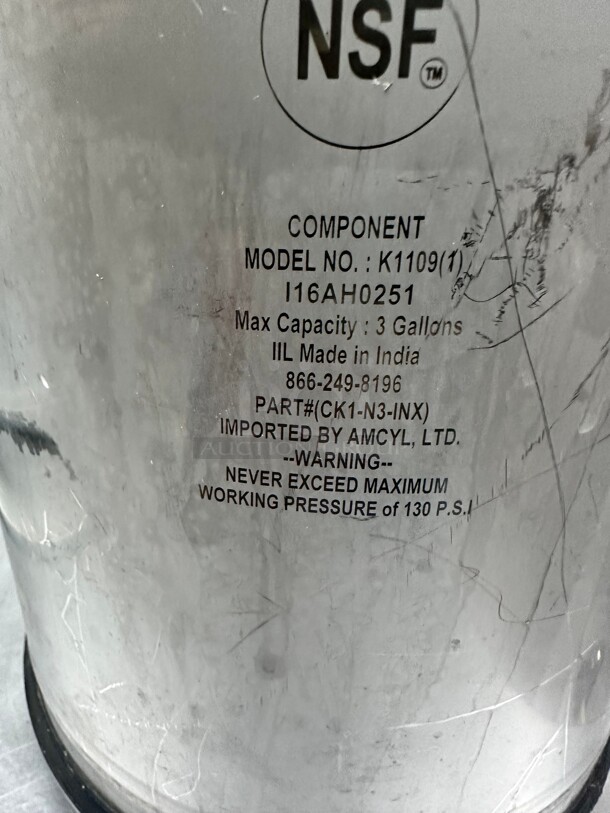 AMCYL CKN3INX 3 gal Amyl Keg New Ball Lock NSF - Image 6 of 7