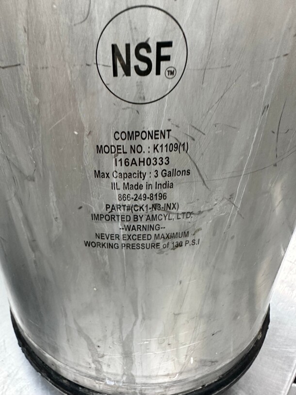 AMCYL CKN3INX 3 gal Amyl Keg New Ball Lock NSF - Image 7 of 7