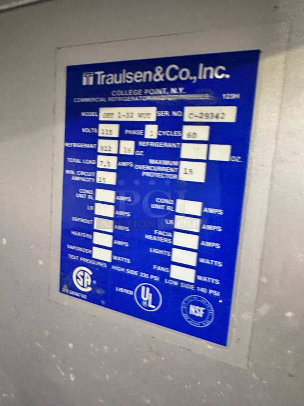 Traulsen G11010 29 inch One Section Reach In Refrigerator, (1) Left Hinge Glass Door, 115v - Image 7 of 8