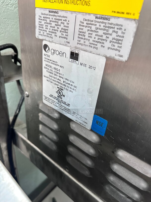 Late Model Groen XSG-5 Intek Gas Convection Steamer w/ 5 Pan Cap. & Reservoir Working  - Image 8 of 9