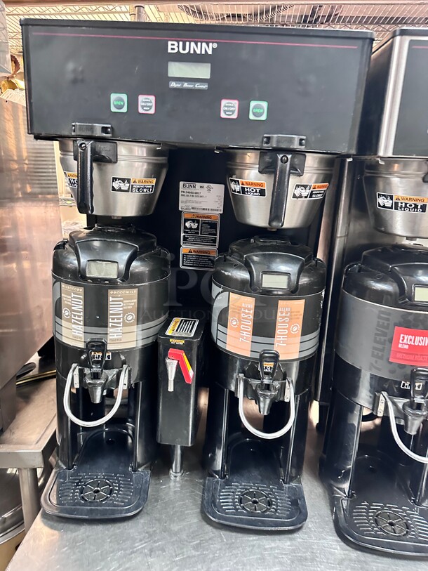 Late Model Bunn DUAL TF DBC BrewWISE Dual Satellite Digital Coffee Brewer w/ Funnel Lock, 120 208v/1ph Working  - Image 1 of 7