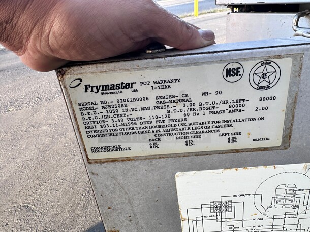 Frymaster MJH250SE Gas Fryer - (2) 50 lb Vats, Floor Model, Natural Gas - Image 7 of 9